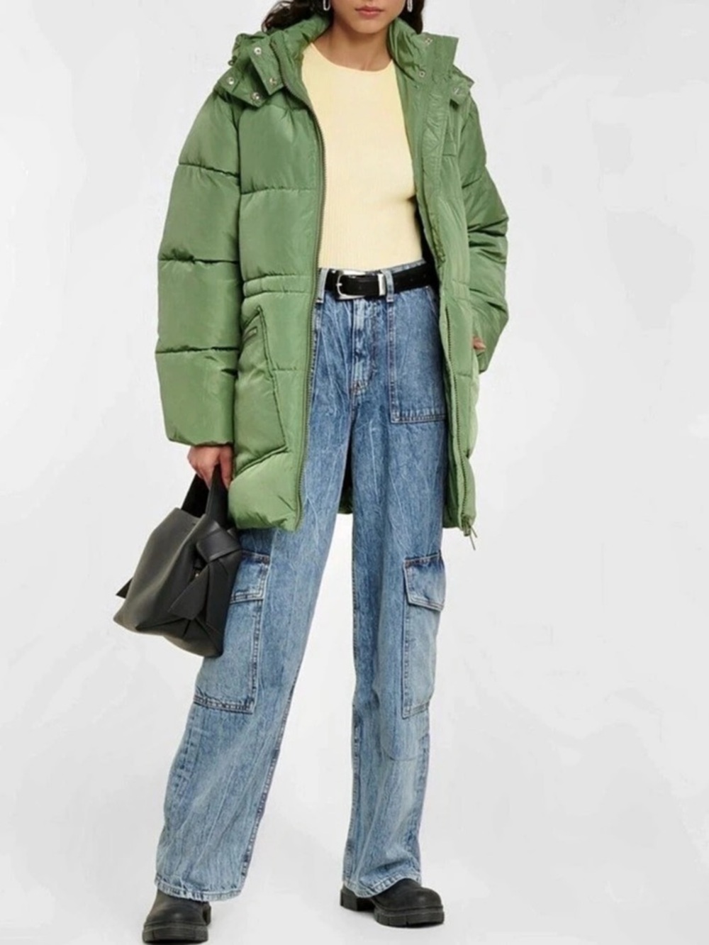 GANNI Recycled Polyester Tech Puffer Coat Green